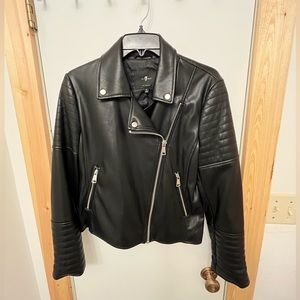 Womens 7 For All Mankind Faux Leather Moto Jacket! Size Medium.